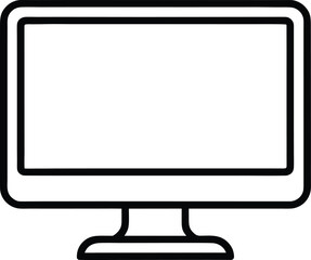 monitor icon vector line art on transparent background