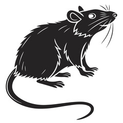 Obraz premium Isolated Black Silhouette of a Rat on White Background