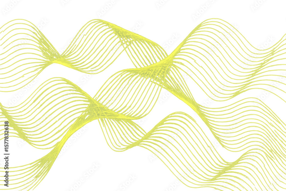Poster abstract yellow lines creating a wavy pattern on a transparent background, ideal for modern and dyna