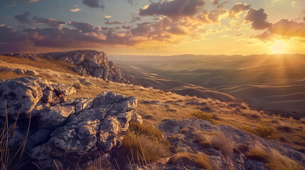 Obraz premium Beautiful landscape sunset mountain range view