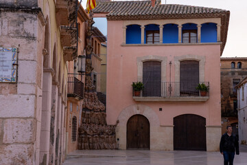 Castellers Monument in Plaça del Pou, Altafulla, Tarragona – a tribute to Catalan human tower tradition.