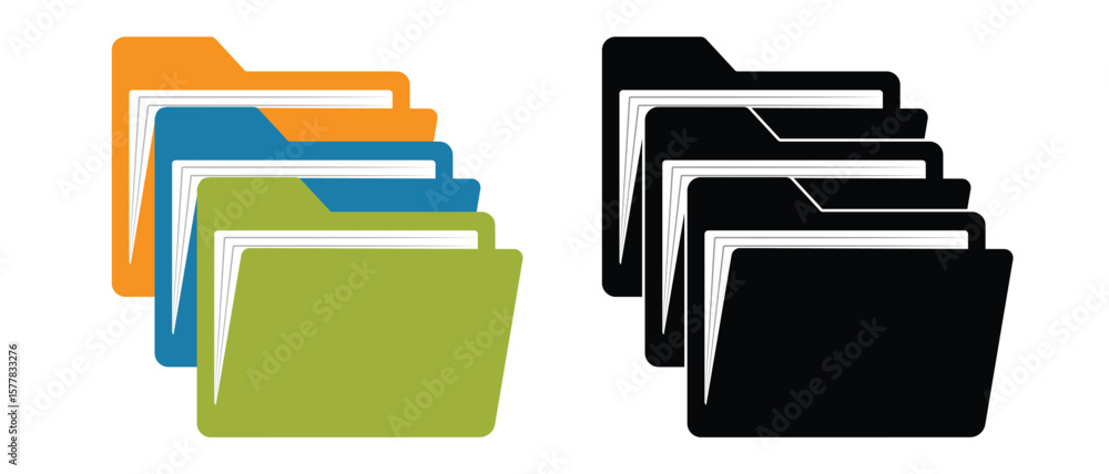Poster file folder icon symbol for logo, app, ui, ux web design. file folder with documents icon. opened fo