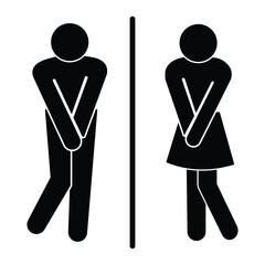 Female Male Restroom icon vector design. Girls and boys restroom pictograms symbol and sign. Male and female bathroom, toilet door sign vector illustration.