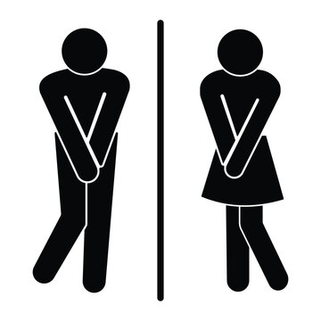 Female Male Restroom icon vector design. Girls and boys restroom pictograms symbol and sign. Male and female bathroom, toilet door sign vector illustration.