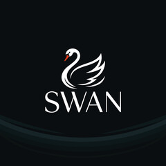 Vector illustration of a swan, Vector logo of a swan