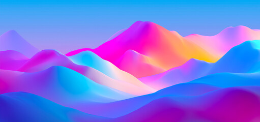 Obraz premium Colorful surreal mountains with smooth gradients and dreamy lighting.
