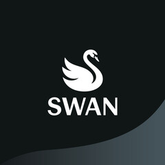 Vector illustration of a swan, Abstract logo of a bird 