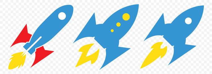 red rocket vector illustration. Simple red rocket icon in cartoon flat style, ideal for kids, space learning, or futuristic technology themes on Transparent Background. EPS 10.