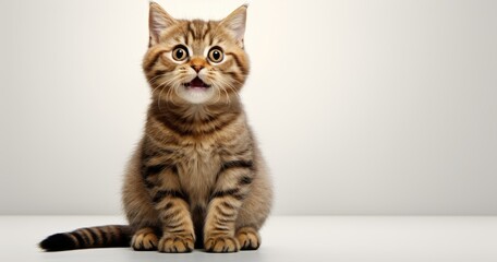 Adorable Long-Haired Tabby Kitten Lying Down on a White Background