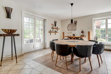 modern luxury dining room interior, 3d render