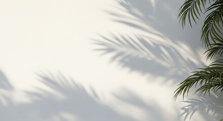 Shadows of palm fronds on a light background.