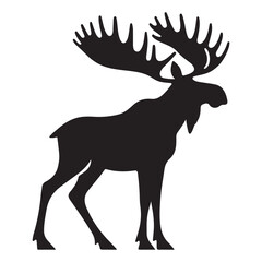 Minimalist Black Moose Silhouette Isolated