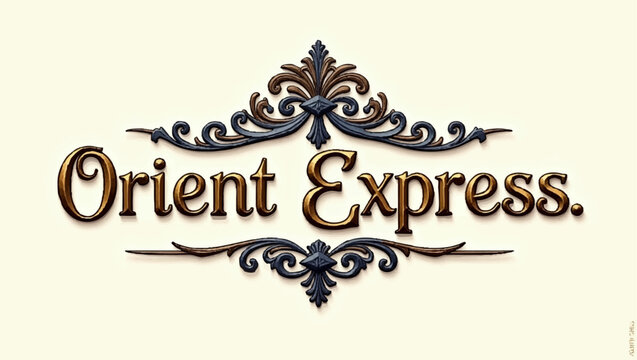 Detailed illustration of the Orient Express logo on a cream background