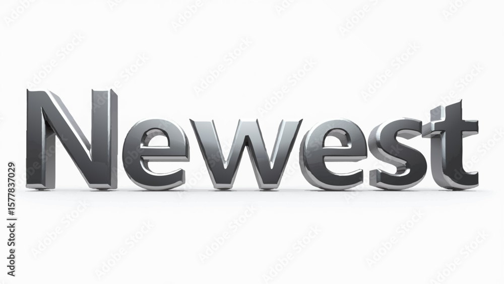 Aufkleber newest metal text with 3d effect on plain surface for latest updates