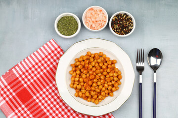 Chickpeas or Nohut, a traditional Turkish dish, ready to be eaten on the table.