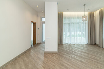 Modern luxury kitchen interior in minimal scandinavian style, 3d render