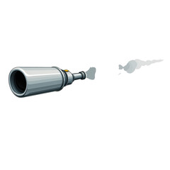 Cartoon spyglass emitting a puff of smoke isolated on transparent background