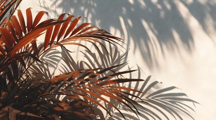 Close up view of green palm leaf with natural texture against sky background
