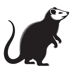 Minimalist Black Opossum Silhouette Isolated