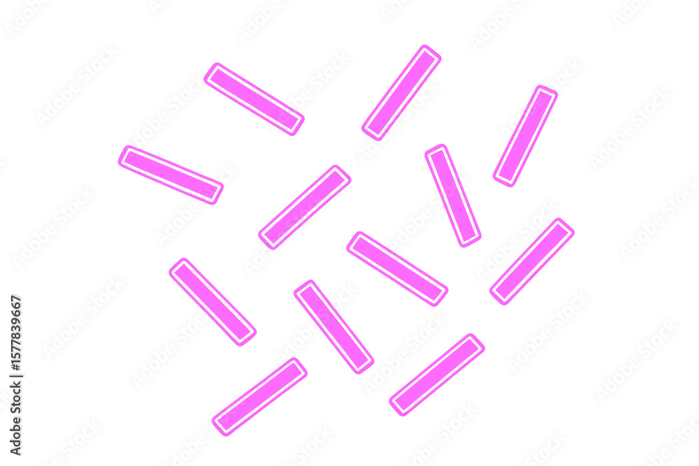 Aufkleber Falling pink neon rectangles with white borders creating a vibrant, abstract pattern against a transparent background, adding a modern touch