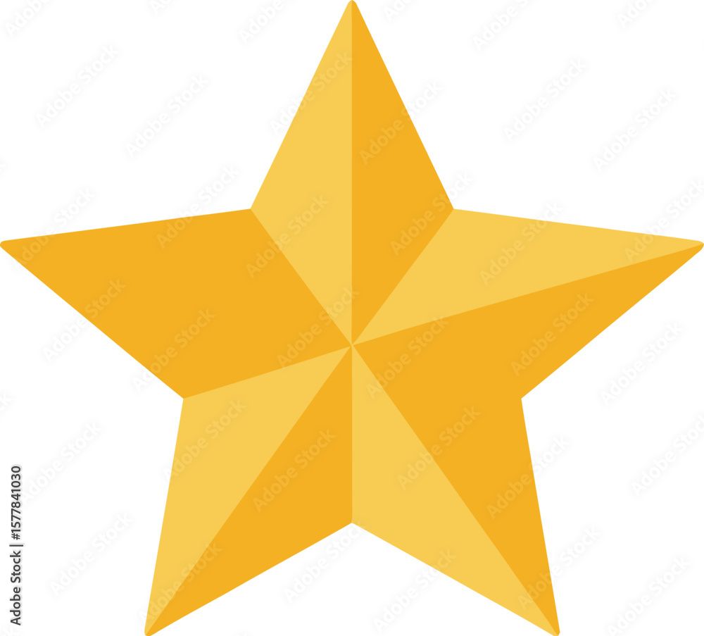 Aufkleber a single golden star with five points centered on a plain light background with slight shadows