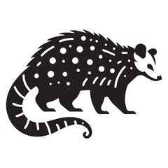 Minimalist Black Opossum Silhouette Isolated
