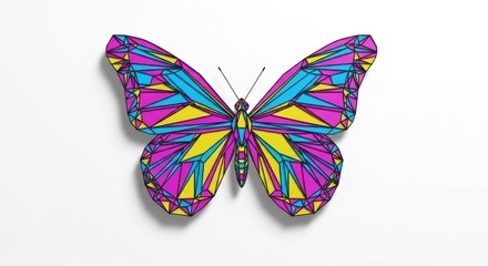 Geometric Butterfly Design - Colorful low poly butterfly illustration on white background, perfect for design projects, prints, and more