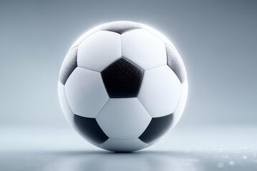 Fototapeta premium Classic Black and White Soccer Ball on a Soft Gray Background