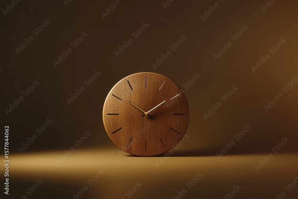 Aufkleber elegant clock showcasing smooth design on a warm brown background while time passes slowly, clock mo