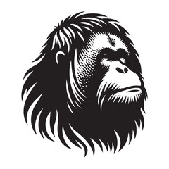 Minimalist Black Orangutan Silhouette Front View © AB Basir
