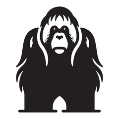 Minimalist Black Orangutan Silhouette Front View © AB Basir