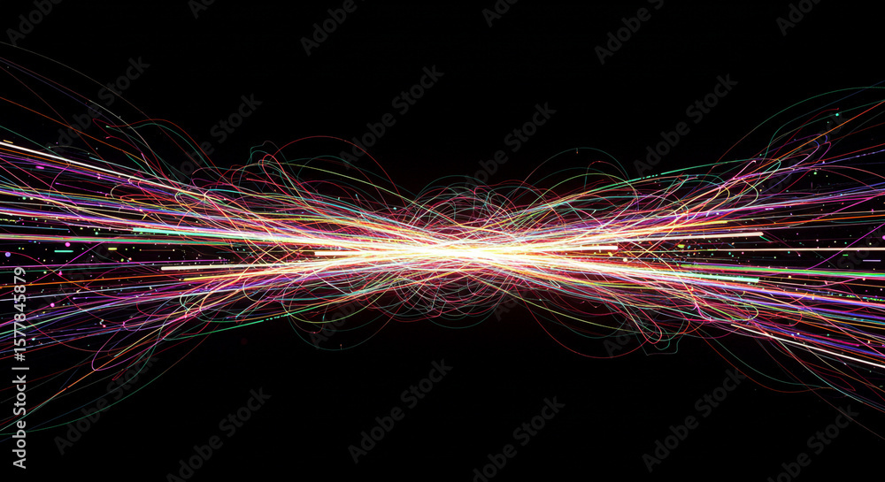 Aufkleber abstract light trails converging on a central point against a black background creating a dynamic ef