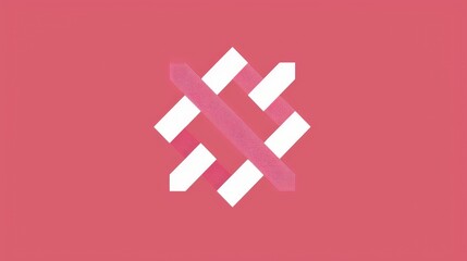 Abstract Pink and Red Cross Mark with Brush Strokes on a Dark Background