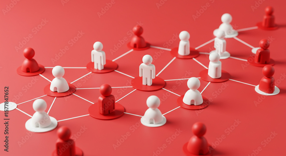 Poster connected individuals social network networking collaboration teamwork strategy digital marketing