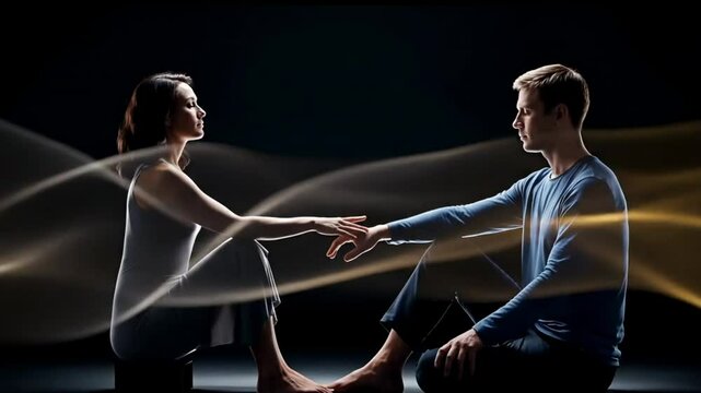 Profound Human Connection and Spiritual Energy Flow Between a Man and Woman