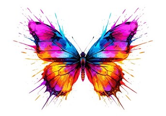 Vibrant Rainbow Butterfly - A colorful butterfly with wings splashed in rainbow hues, symbolizing transformation, freedom, beauty, nature, and hope