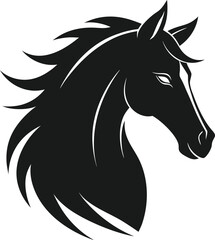 Black Silhouette Horse Head Profile Elegant Equestrian Design