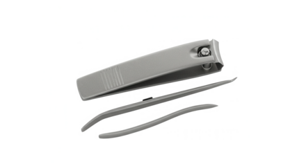 Nail clipper and tweezer set in minimalistic grey design  