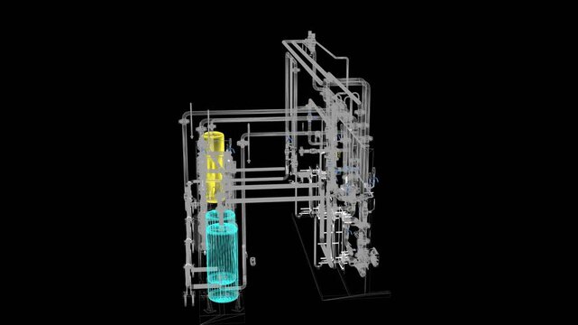 Industrial Boiler Room &ndash; Large-Scale 3D Rendering of Mechanical Equipment and Piping System