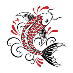 Creative Abstract Fish Logo with Dynamic Wave Elements