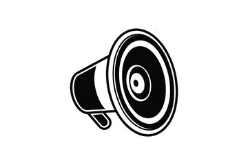 Megaphone or Loudspeaker Icon in Black and White Silhouette