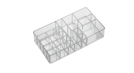 Transparent plastic organizer box with multiple compartments  