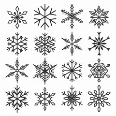 black snowflakes icon, snowflake clipart vector, snowflakes silhouette vector bundle black and white