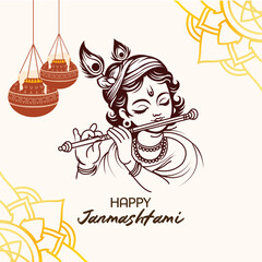 Lord Krishna Playing Flute for Janmashtami Celebration