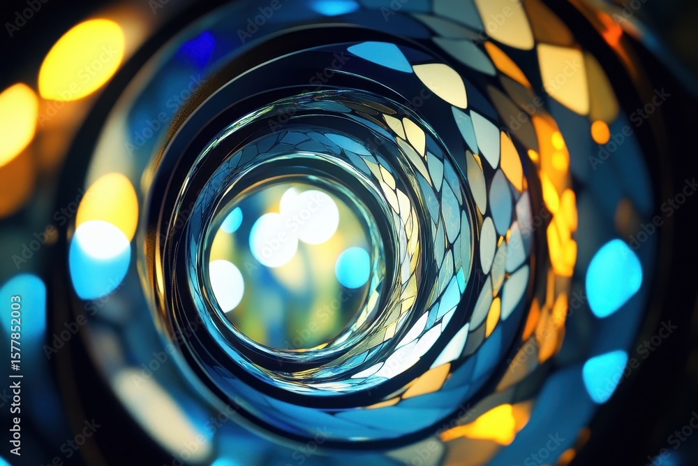 Poster swirling abstract circle bokeh effect with vibrant colors and depth focus, abstract circle bokeh eff