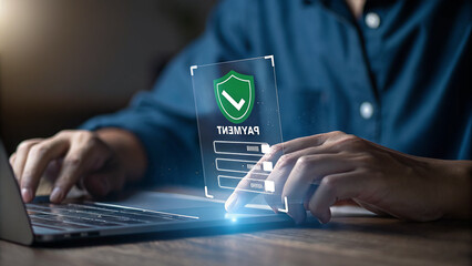 Businessman using laptop for online business communication at office desk