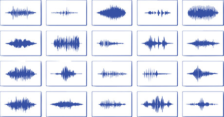 Blue sound waves in frames audio waveform