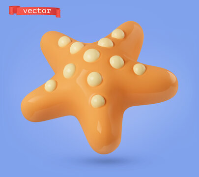 Starfish 3d cartoon vector icon