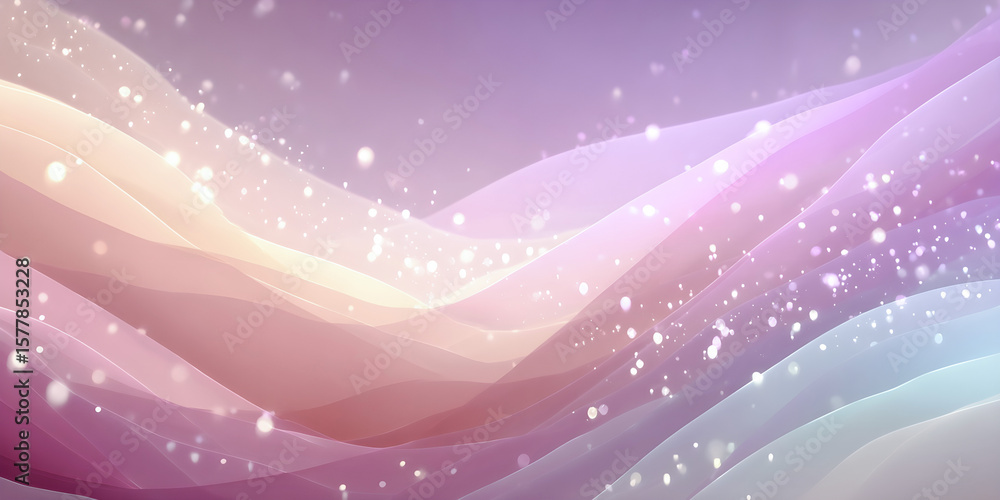 Poster abstract waves in soft pastel colors create a dreamy atmosphere with sparkling elements, flowing sea