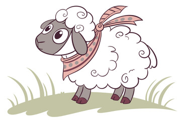 cartoon sheep with a flower